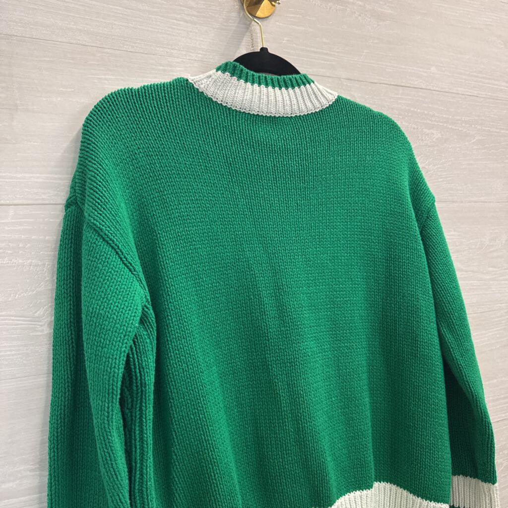 ESprit Green/ Navy/ White Cable Knit Sweater Small