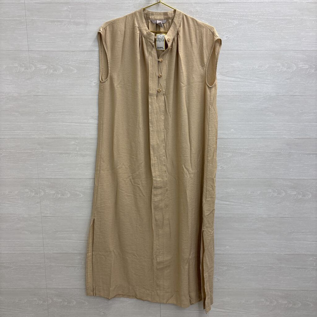 H&M Brown Sleeveless Shift Midi Dress Medium