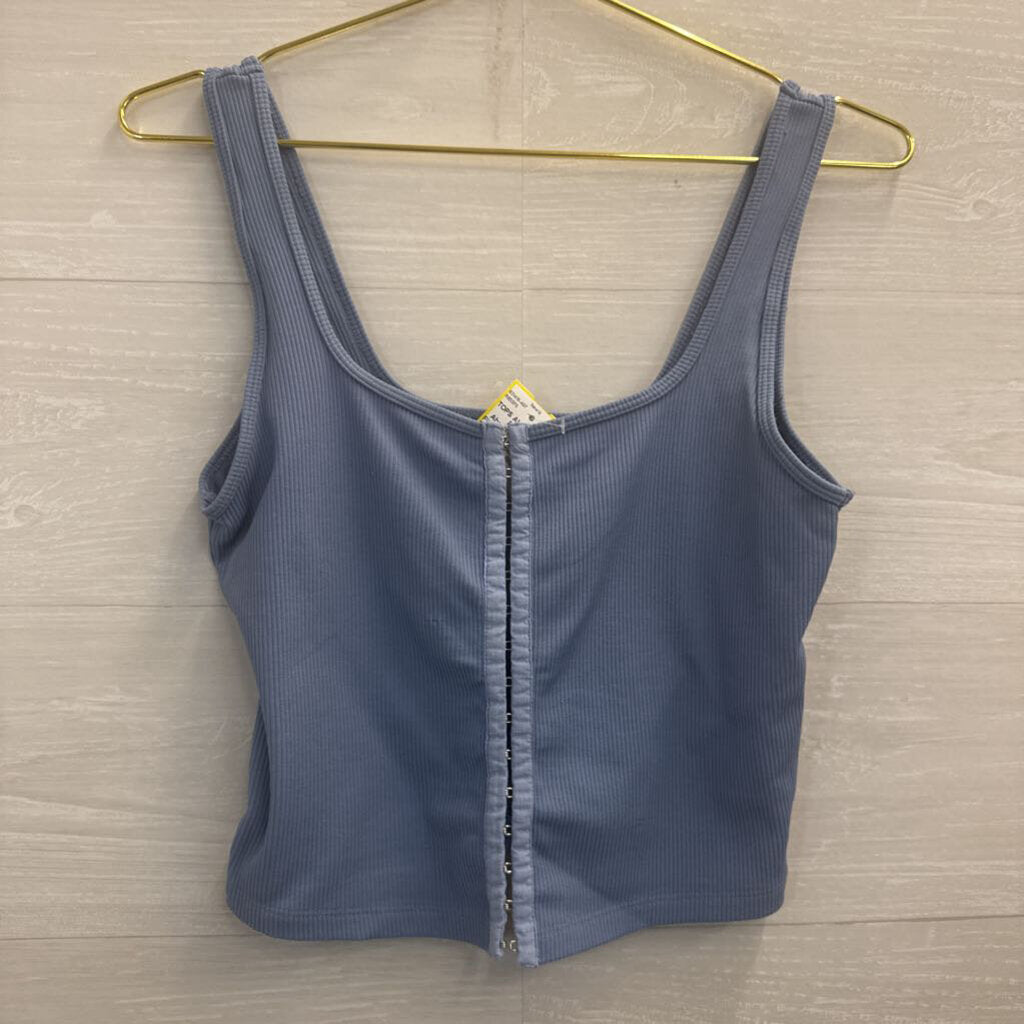 Abercrombie and Fitch Blue Hook Eye Front Cropped Tank Top Medium