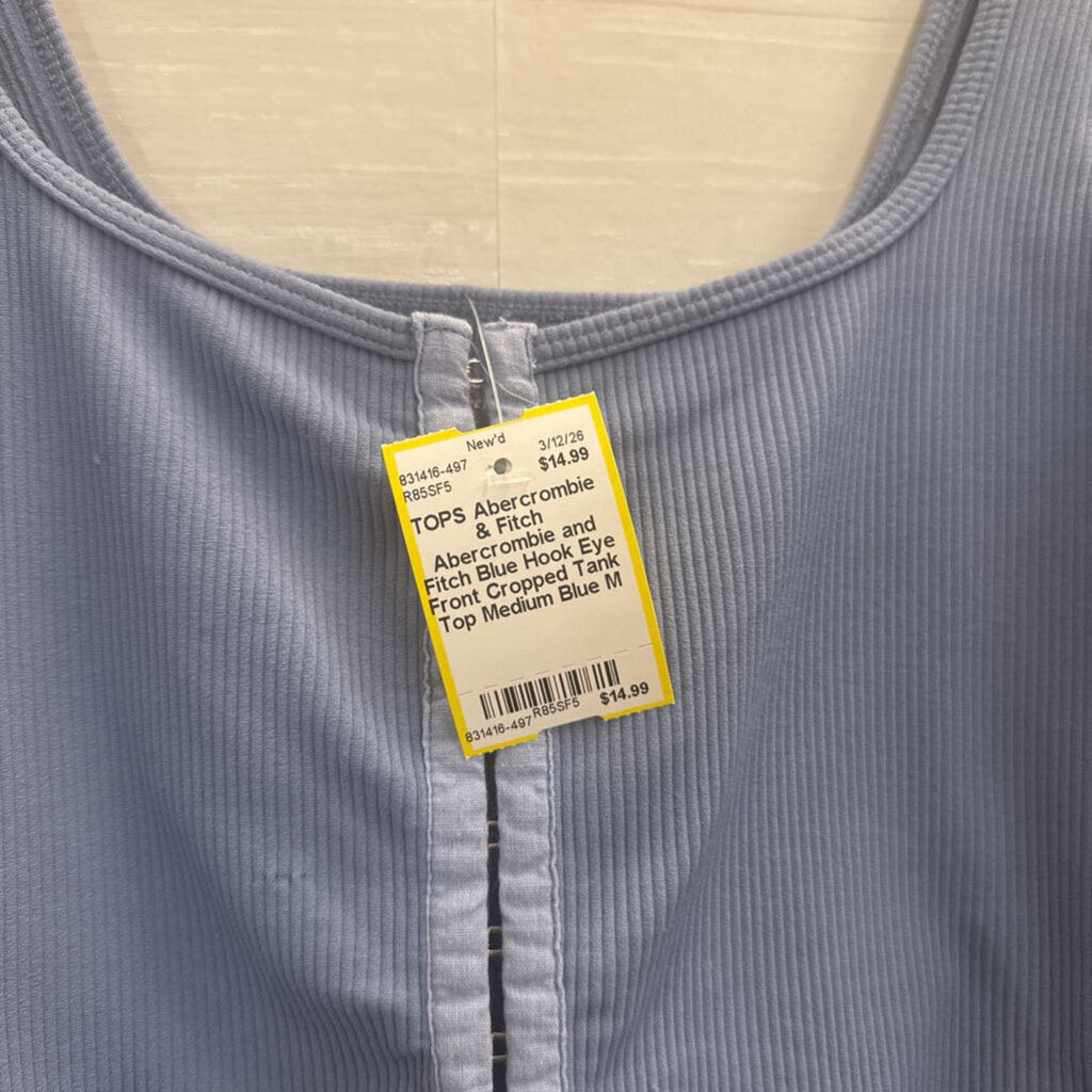 Abercrombie and Fitch Blue Hook Eye Front Cropped Tank Top Medium