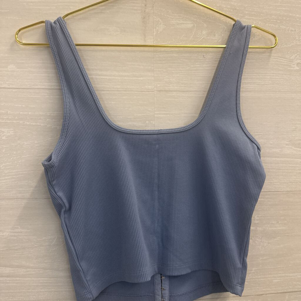 Abercrombie and Fitch Blue Hook Eye Front Cropped Tank Top Medium