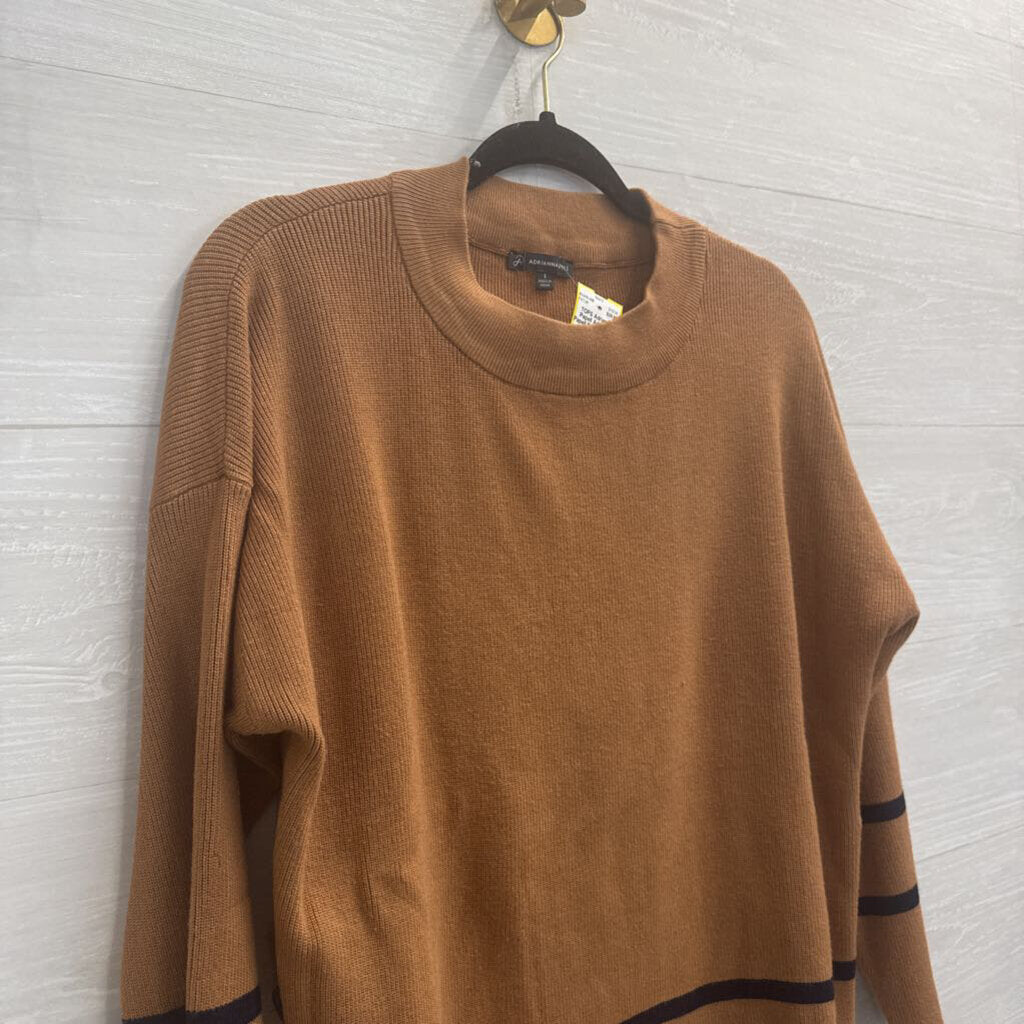 Adrianna Papell Brown/ Black Stripe Detail Sweater Top Small
