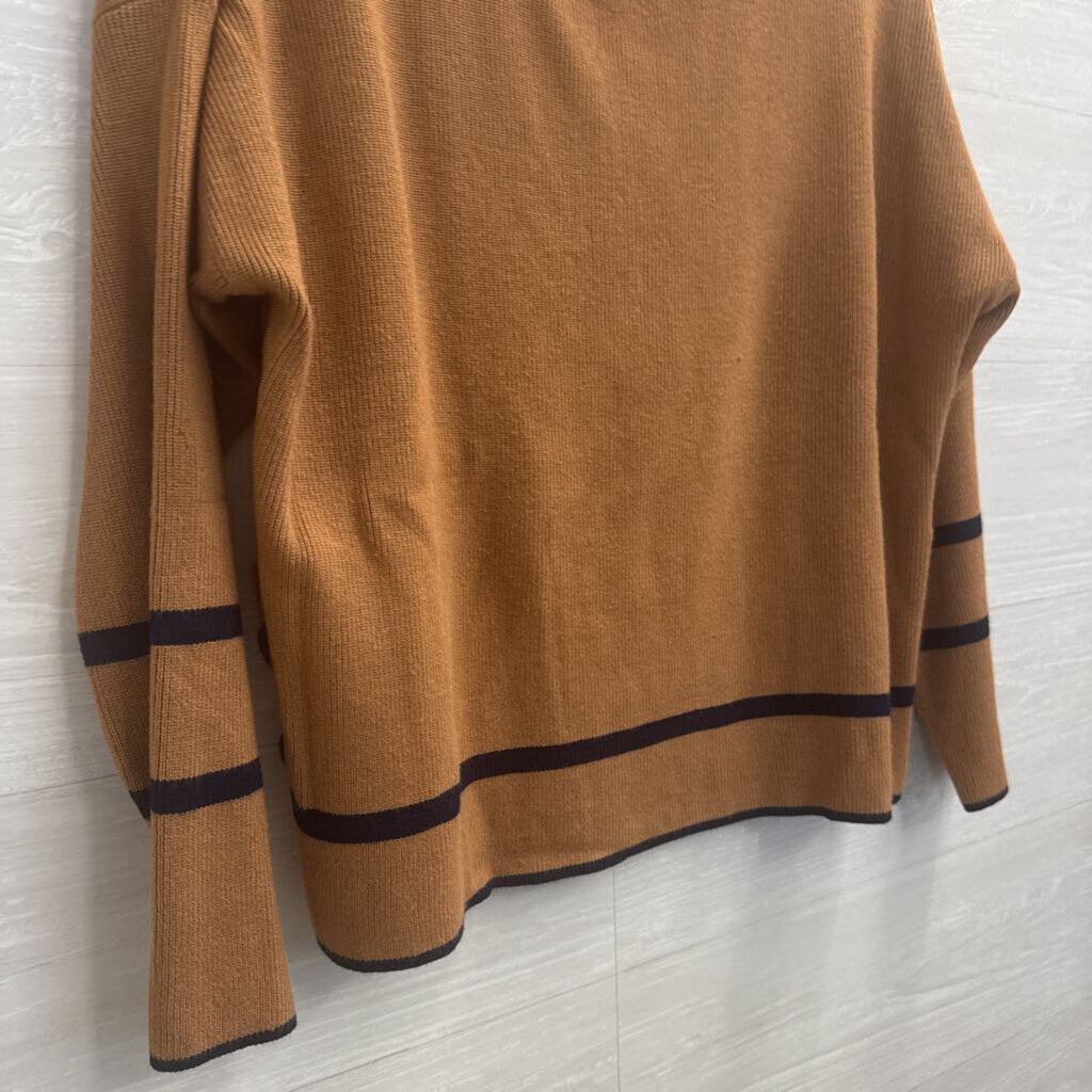 Adrianna Papell Brown/ Black Stripe Detail Sweater Top Small