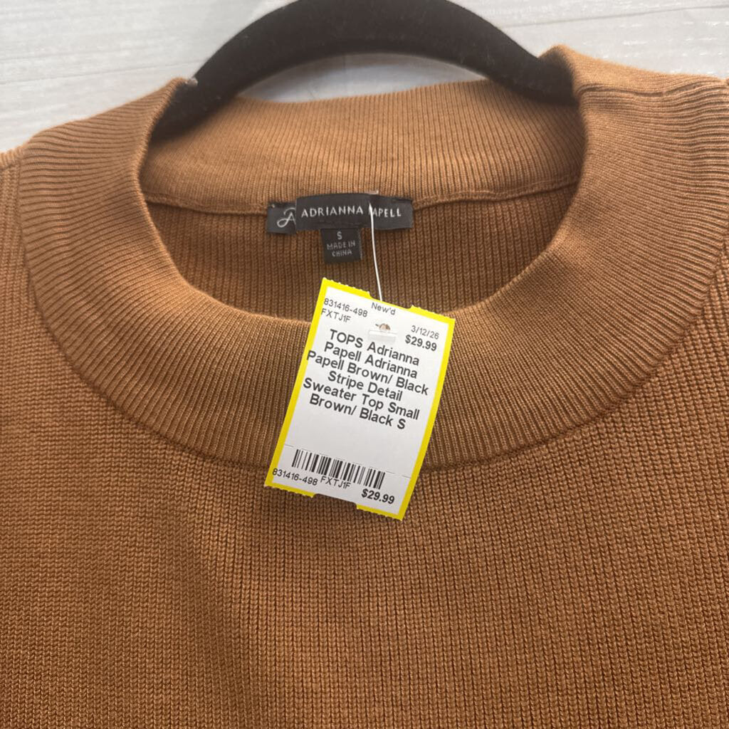 Adrianna Papell Brown/ Black Stripe Detail Sweater Top Small
