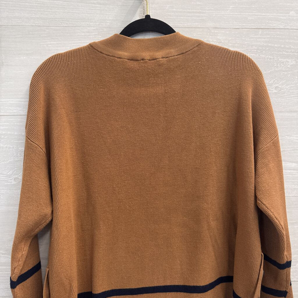 Adrianna Papell Brown/ Black Stripe Detail Sweater Top Small