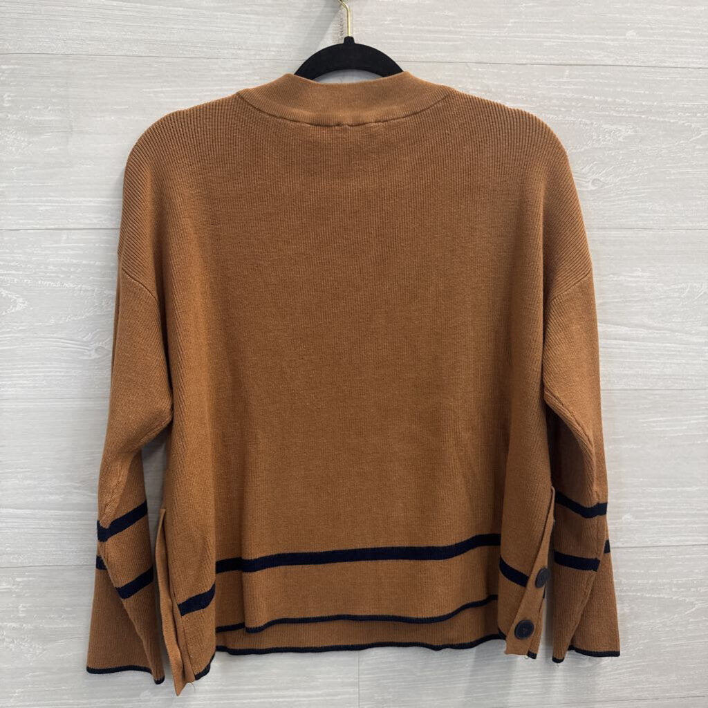 Adrianna Papell Brown/ Black Stripe Detail Sweater Top Small
