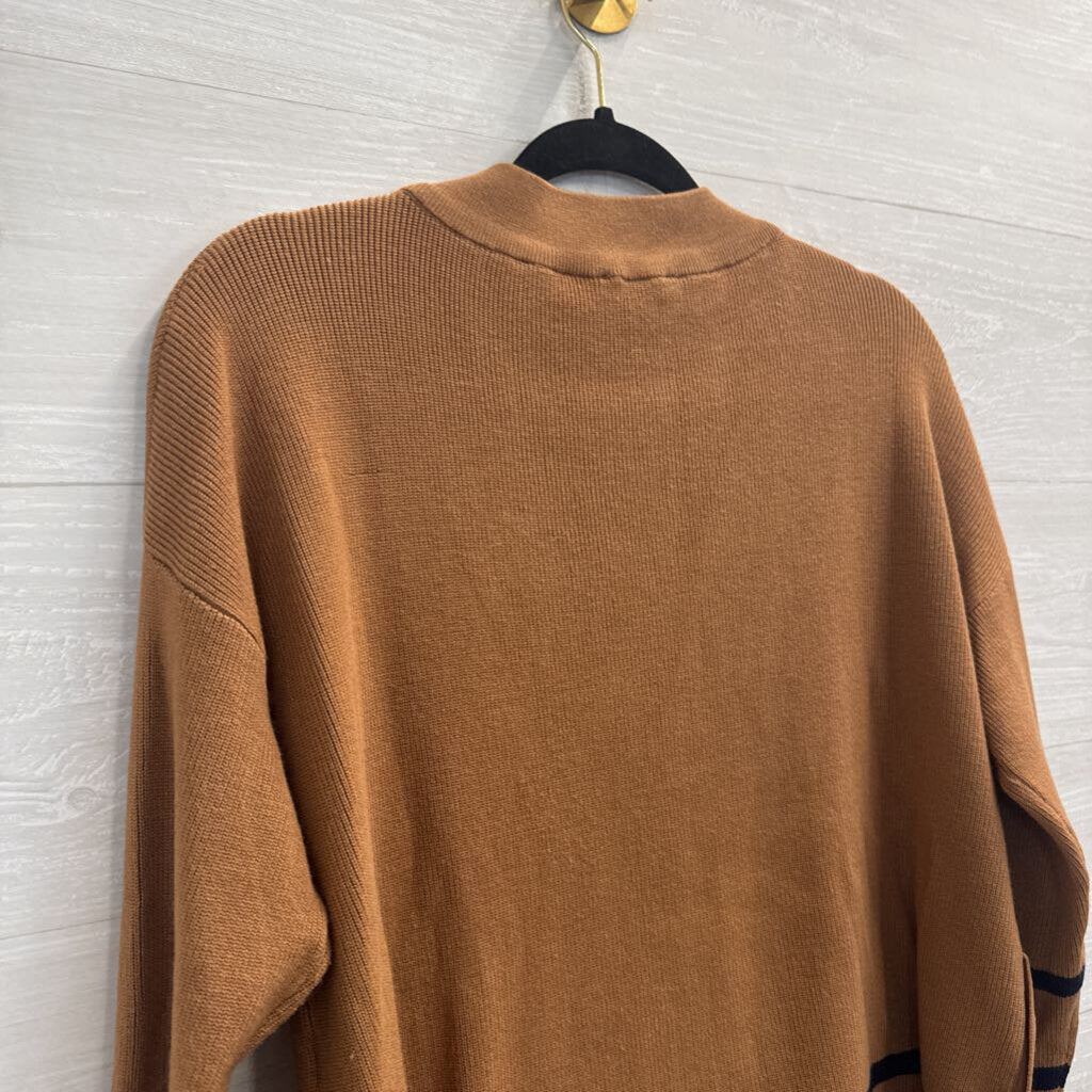 Adrianna Papell Brown/ Black Stripe Detail Sweater Top Small