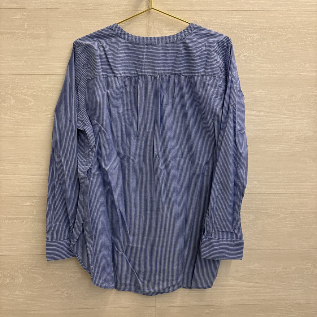 Loft Blue/ White Striped Long Sleeve Top Extra Large