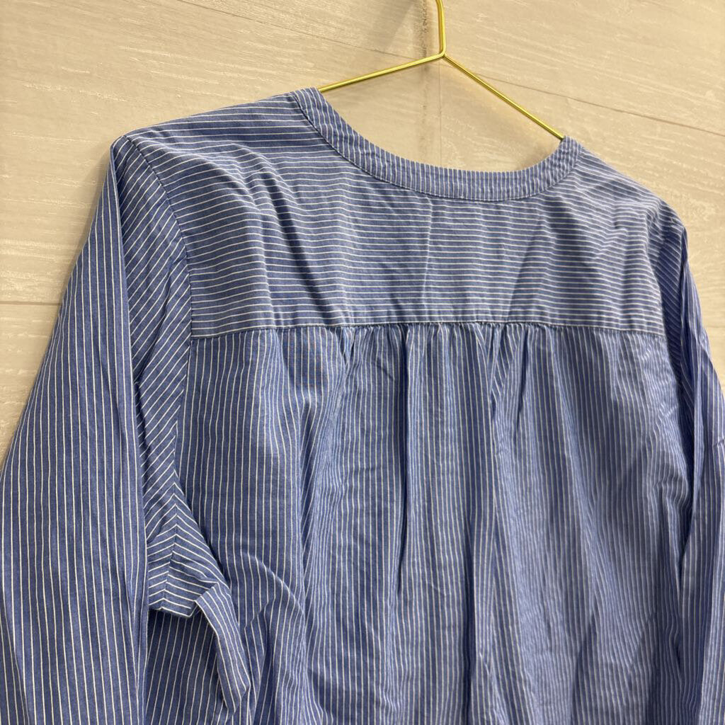 Loft Blue/ White Striped Long Sleeve Top Extra Large
