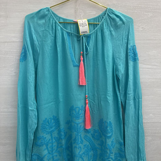 Lilly Pulitzer Blue Embroidered Long Sleeve Top Small