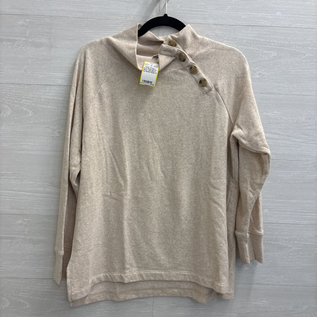 J Crew Beige Button Neck Long Sleeve Top Medium
