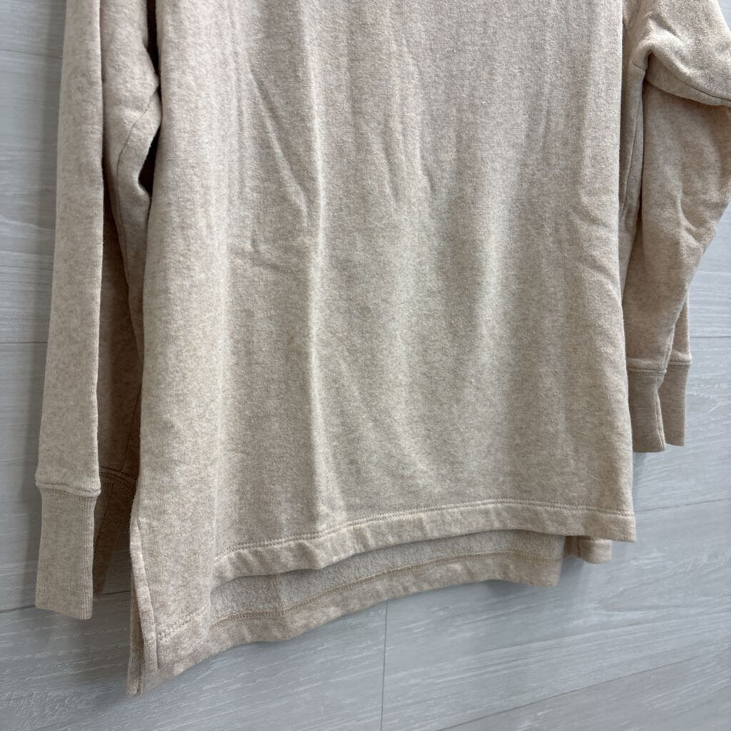 J Crew Beige Button Neck Long Sleeve Top Medium