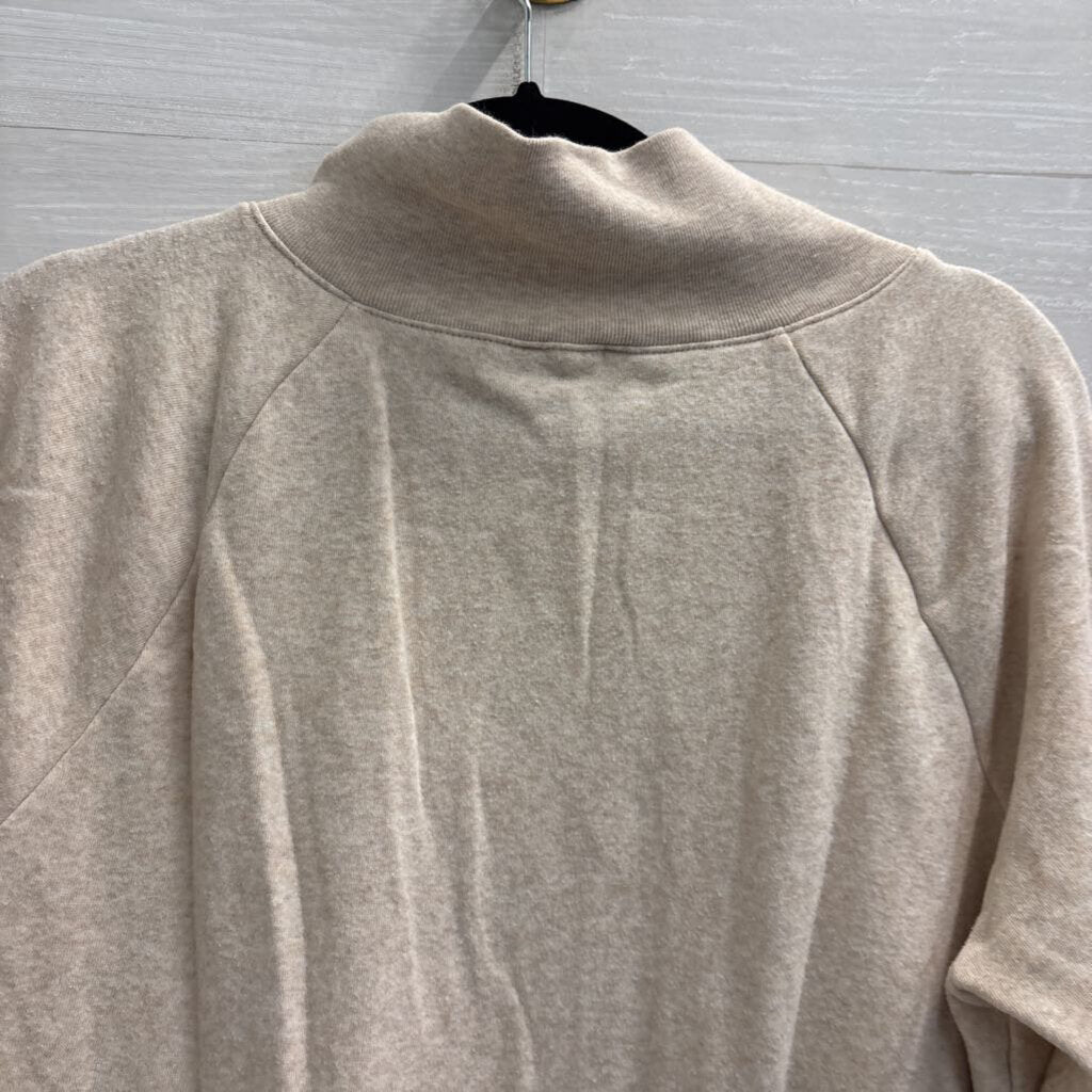 J Crew Beige Button Neck Long Sleeve Top Medium