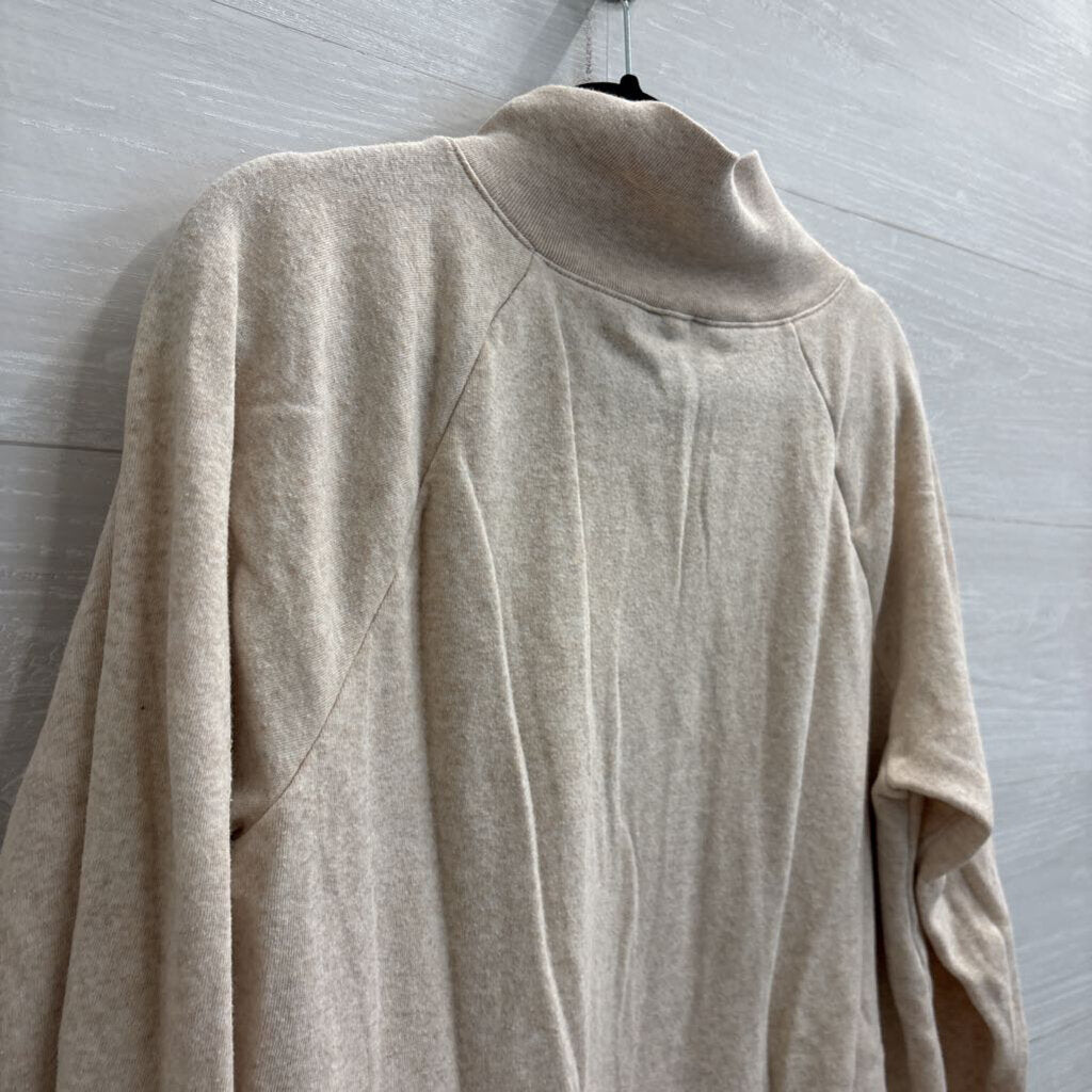 J Crew Beige Button Neck Long Sleeve Top Medium