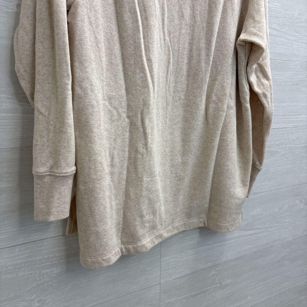 J Crew Beige Button Neck Long Sleeve Top Medium