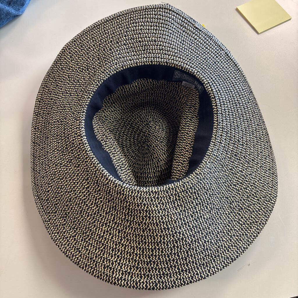 Aerie Black/ Beige Woven Wide Brim Hat