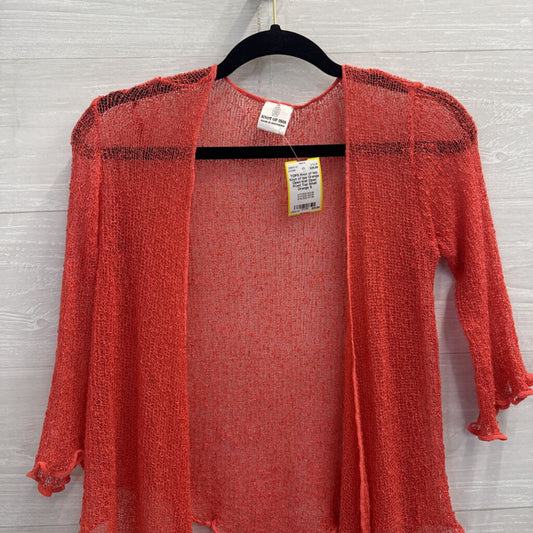 Knot of Isis Orange Open Knit Open Front Top Small