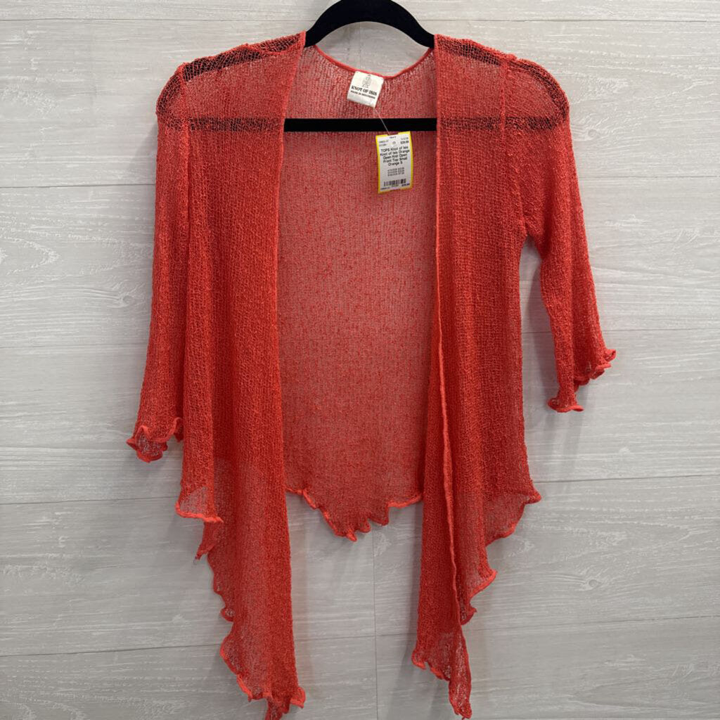 Knot of Isis Orange Open Knit Open Front Top Small