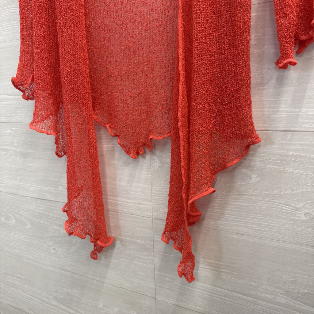 Knot of Isis Orange Open Knit Open Front Top Small