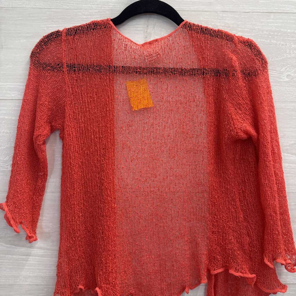 Knot of Isis Orange Open Knit Open Front Top Small