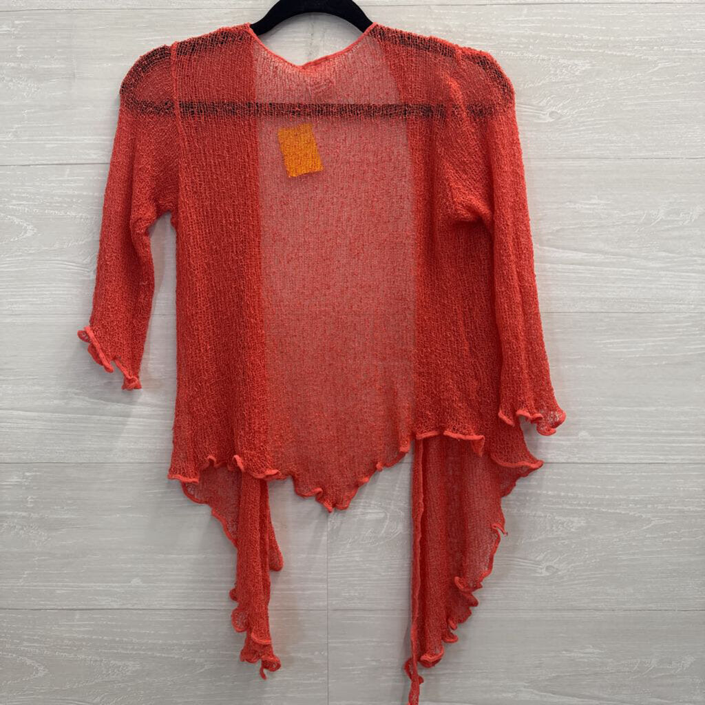 Knot of Isis Orange Open Knit Open Front Top Small