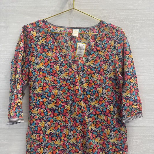 Pink/ /Multi Print Long Sleeve V Neck Top Small