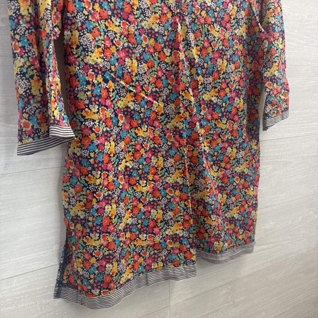 Pink/ /Multi Print Long Sleeve V Neck Top Small