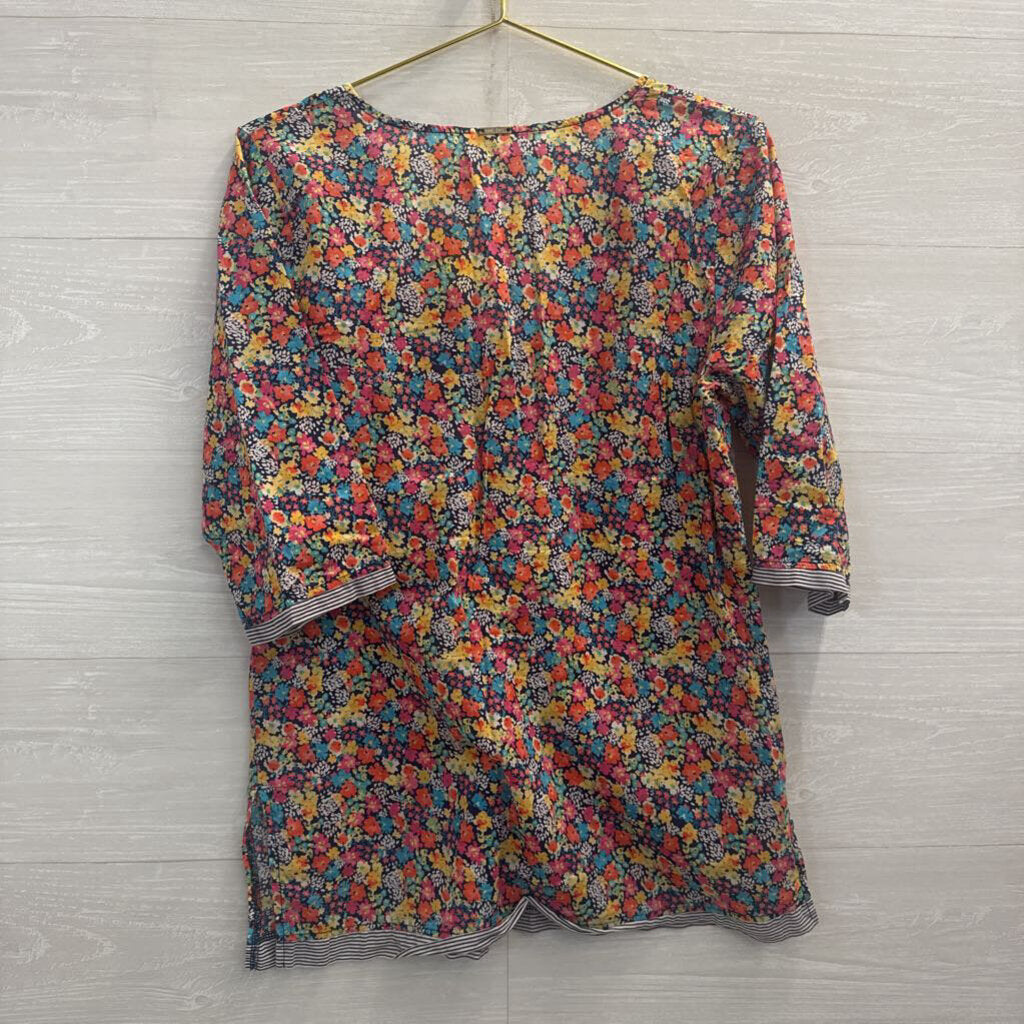 Pink/ /Multi Print Long Sleeve V Neck Top Small