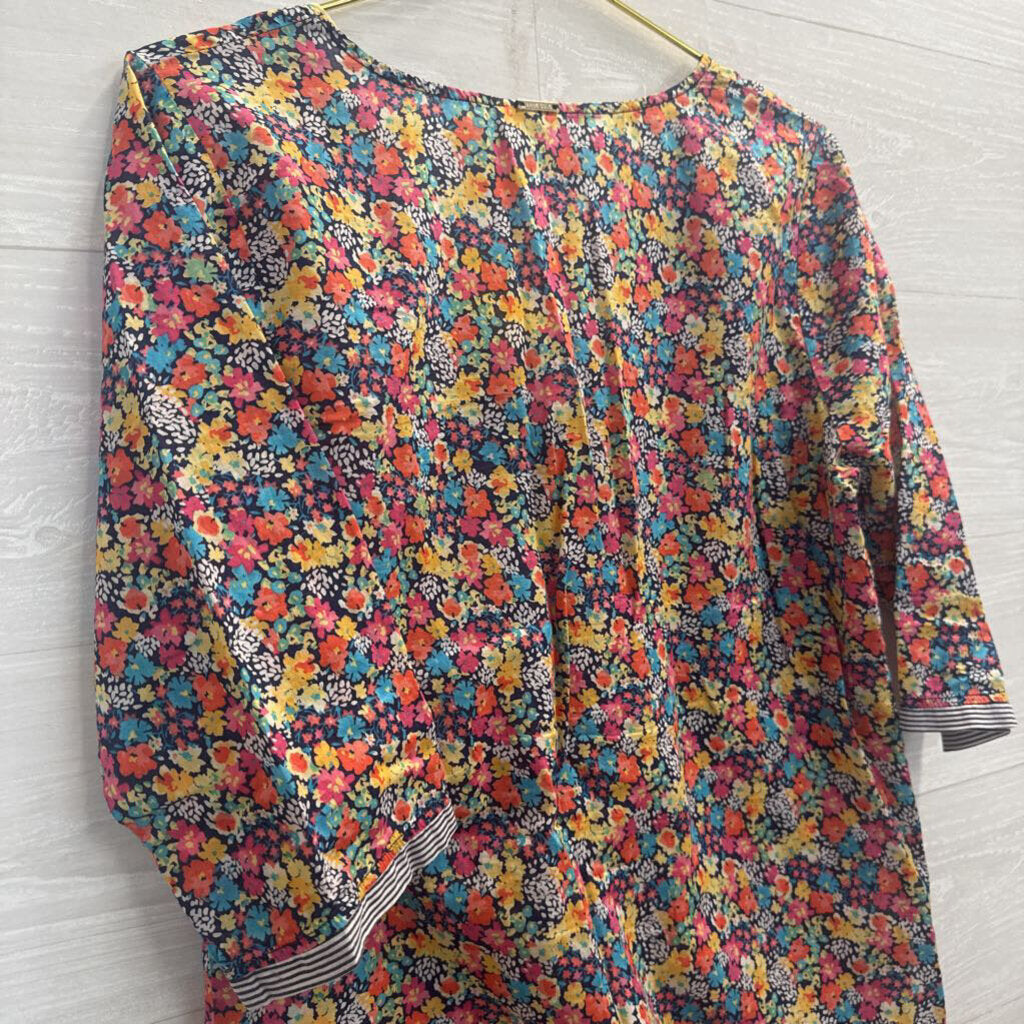 Pink/ /Multi Print Long Sleeve V Neck Top Small