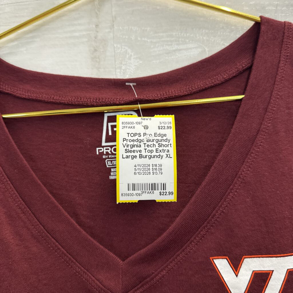 Proedge Burgundy Virginia Tech Short Sleeve Top Extra Large