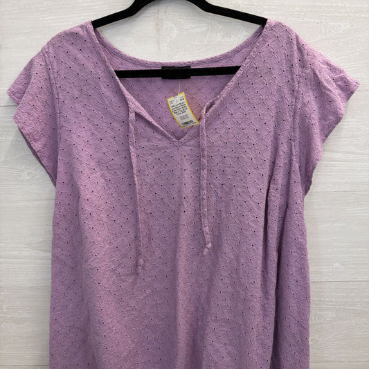 Lane Bryant Purple Eyelet Short Ruffle Sleeve Top 26/ 28