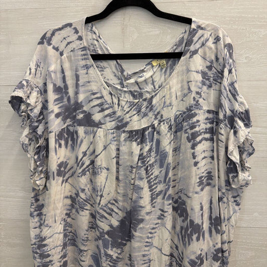 Kori White/ Blue Tie Dye Short Sleeve Top 2XL