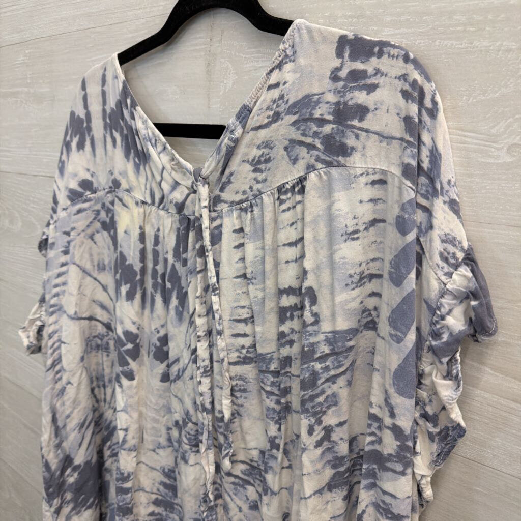 Kori White/ Blue Tie Dye Short Sleeve Top 2XL