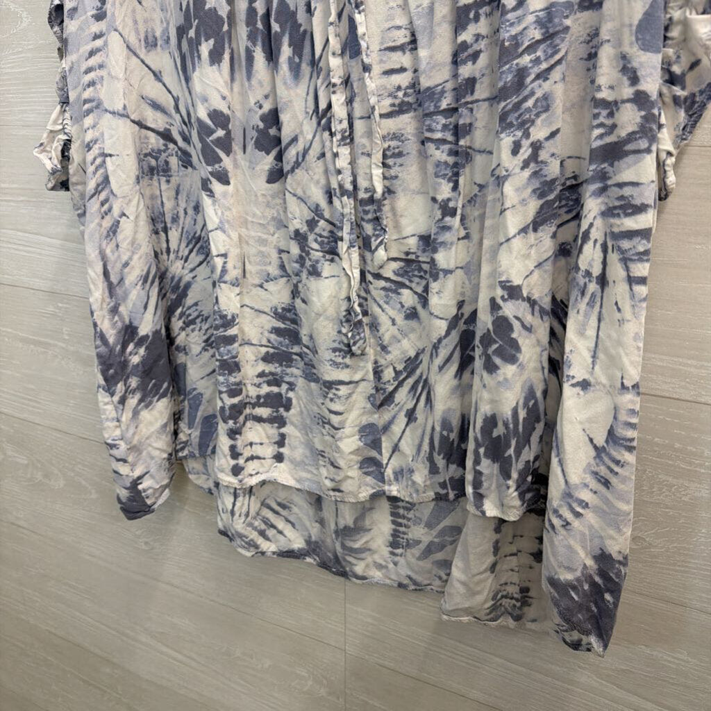 Kori White/ Blue Tie Dye Short Sleeve Top 2XL