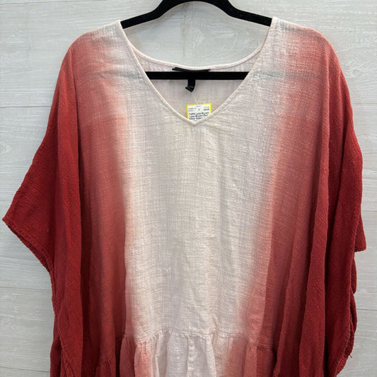 Lane Bryant Red/ White Ombre Short Sleeve Top 22/24