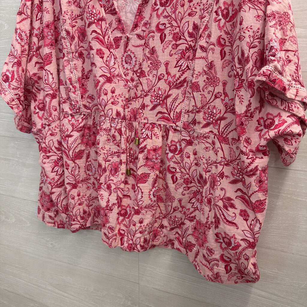 Wonderly Pink Print Short Sleeve Top 2X