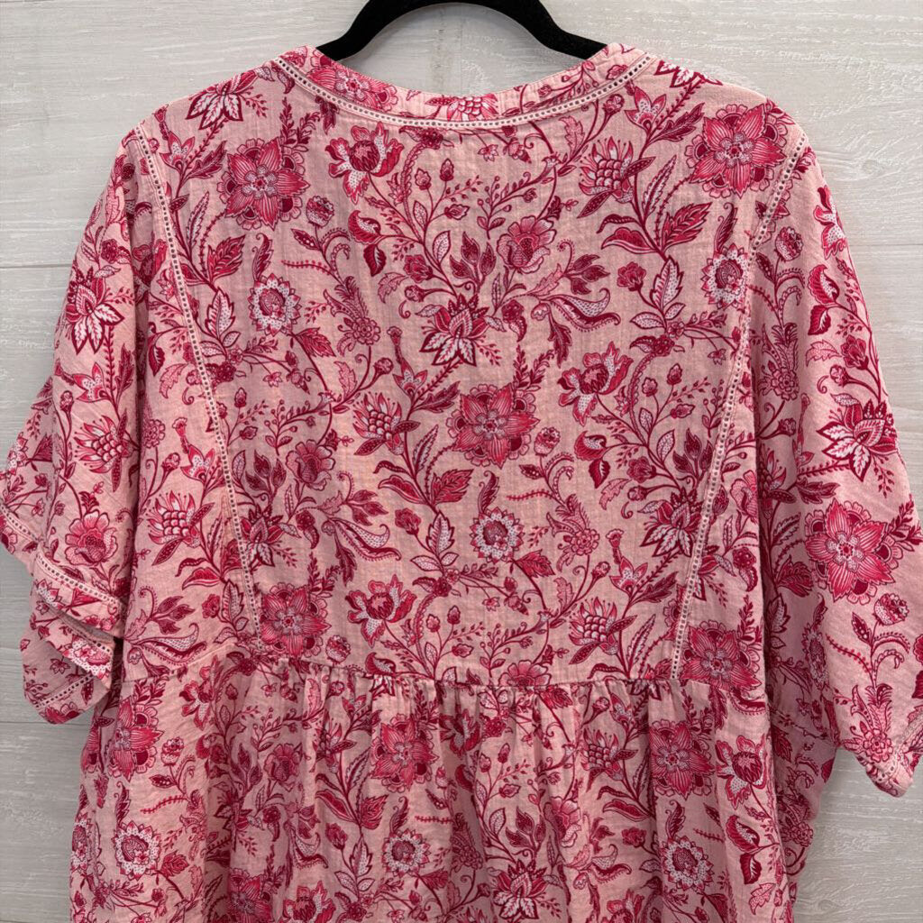 Wonderly Pink Print Short Sleeve Top 2X
