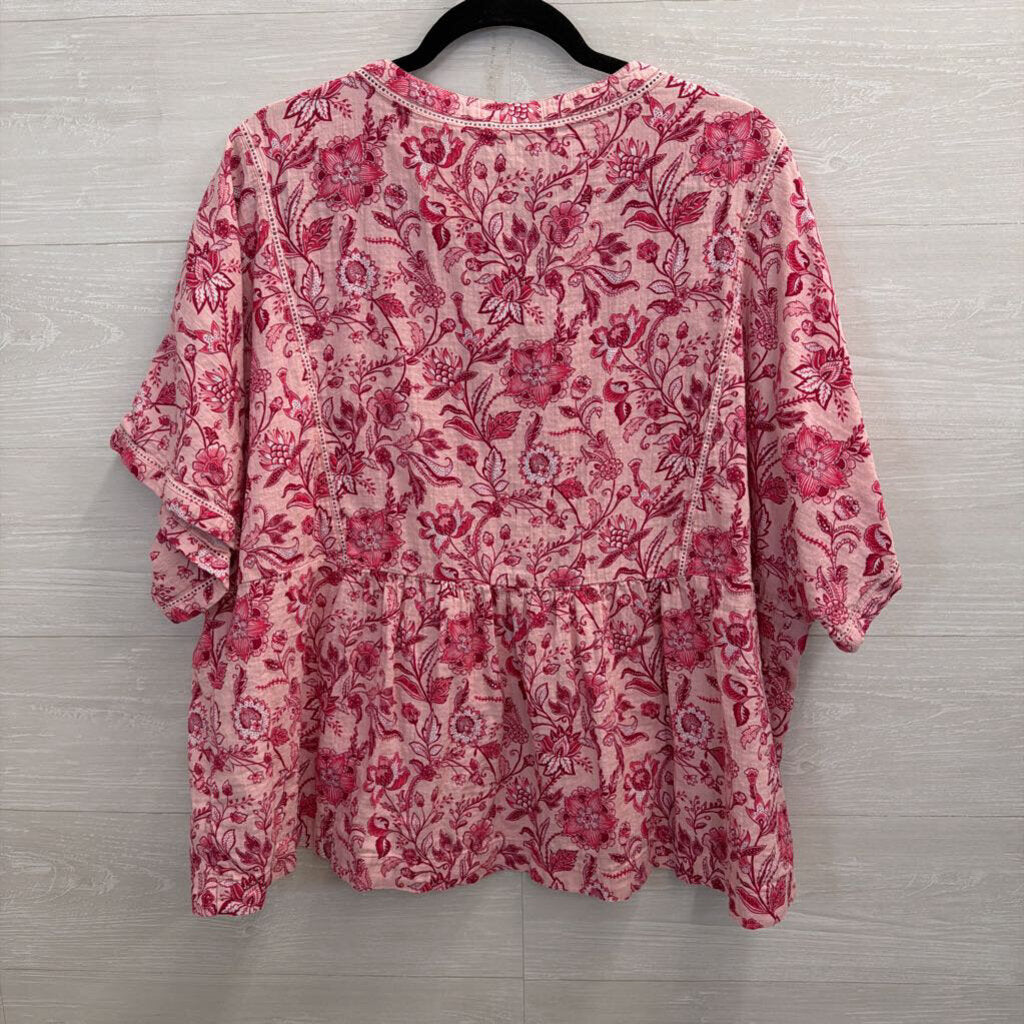 Wonderly Pink Print Short Sleeve Top 2X