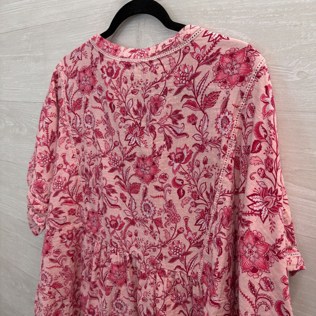 Wonderly Pink Print Short Sleeve Top 2X