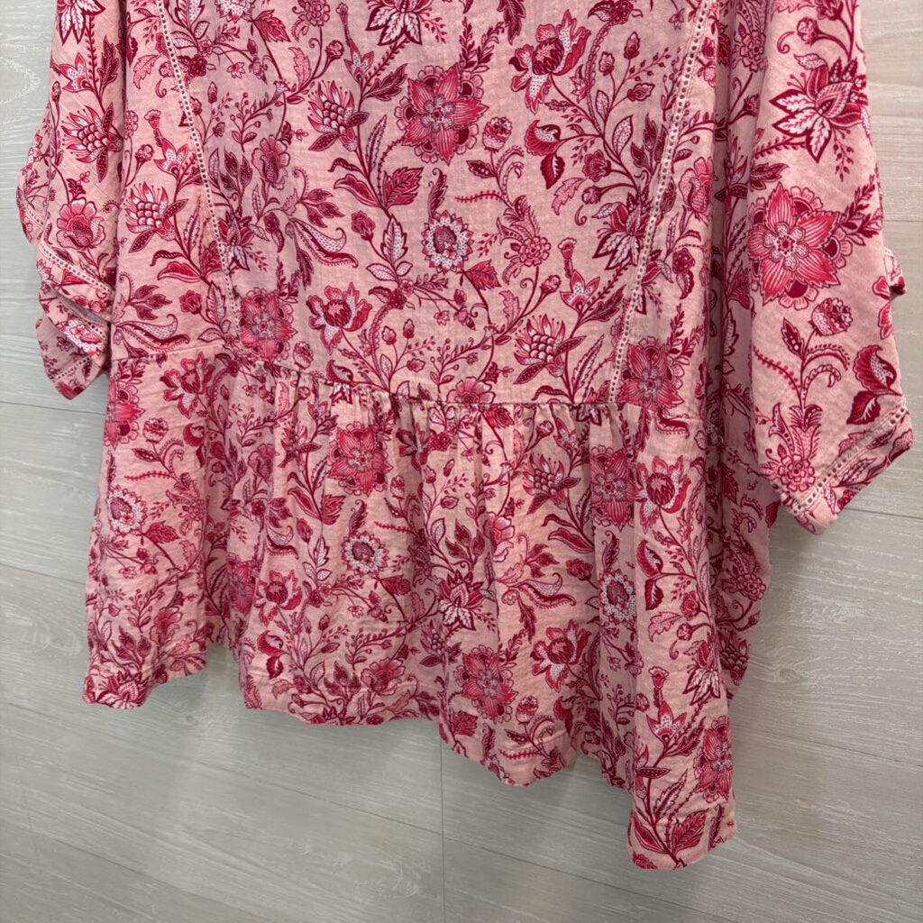 Wonderly Pink Print Short Sleeve Top 2X