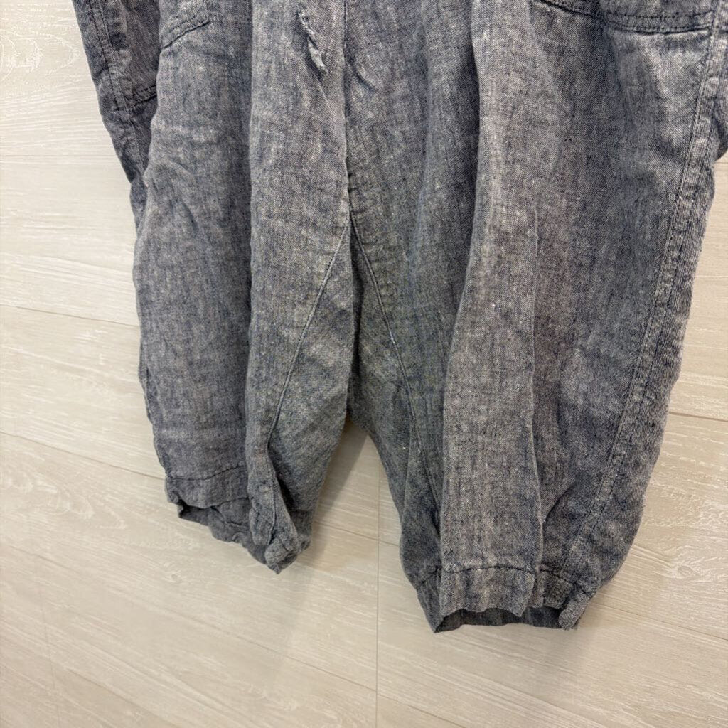Lands End Blue 100% Linen Cropped Pull On Pants 26W