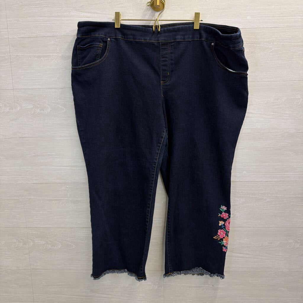 The Pioneer Woman Dark Wash Floral Embroidered Pull On Jeans 2X