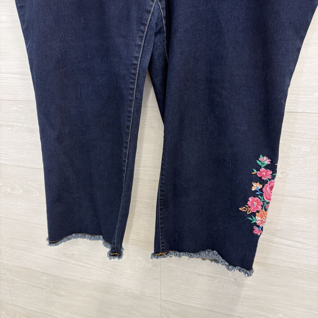 The Pioneer Woman Dark Wash Floral Embroidered Pull On Jeans 2X