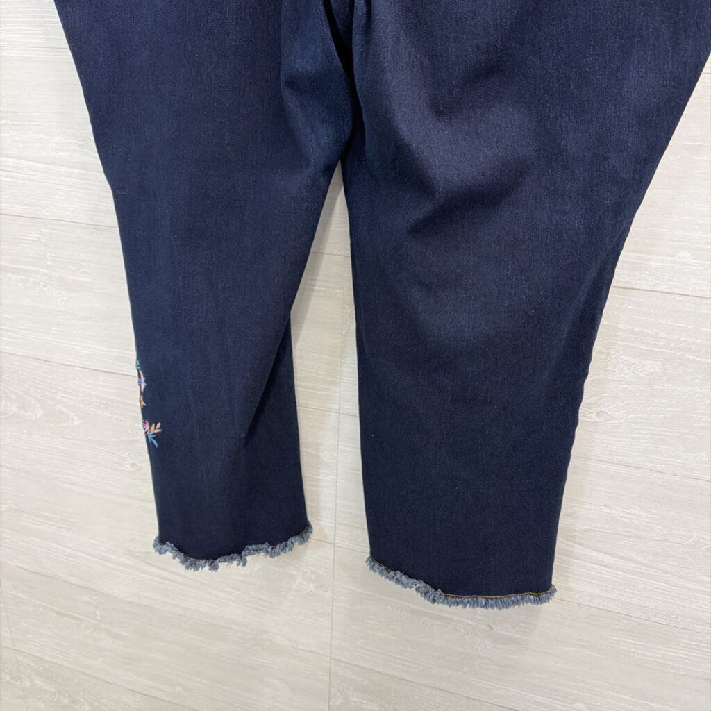 The Pioneer Woman Dark Wash Floral Embroidered Pull On Jeans 2X