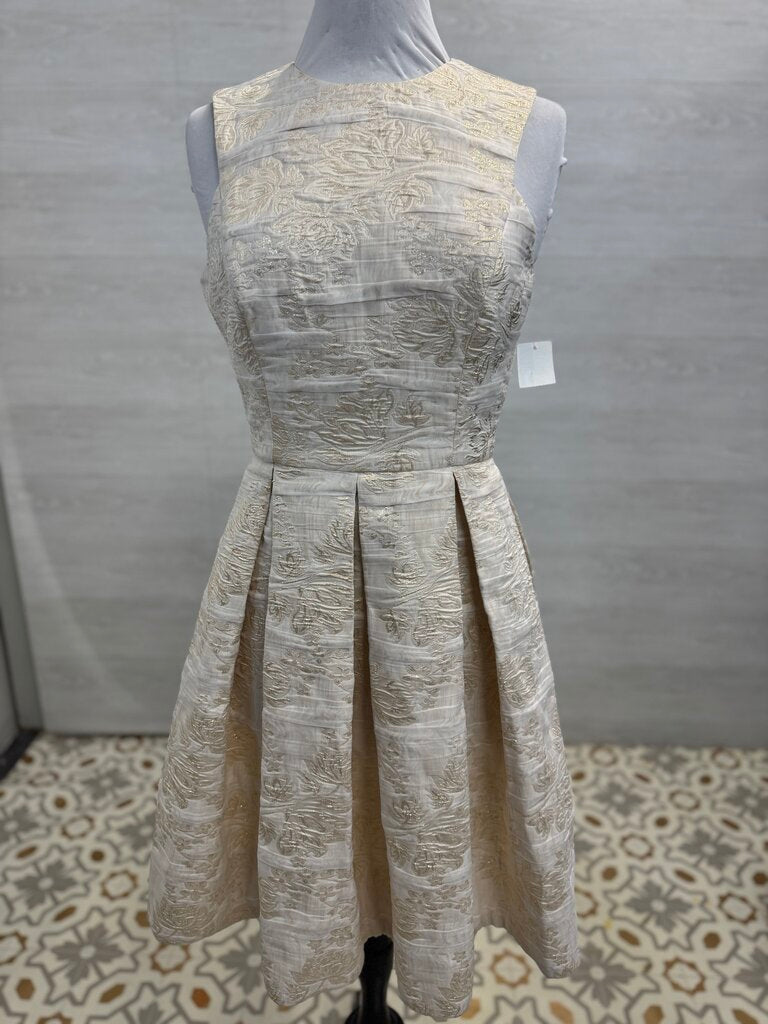 Dress the Population Ivory/Gold Short Brocade Medium