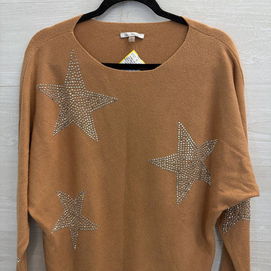 Vila Milano Brown/ Silver Studded Star Knit Long Sleeve Top Large