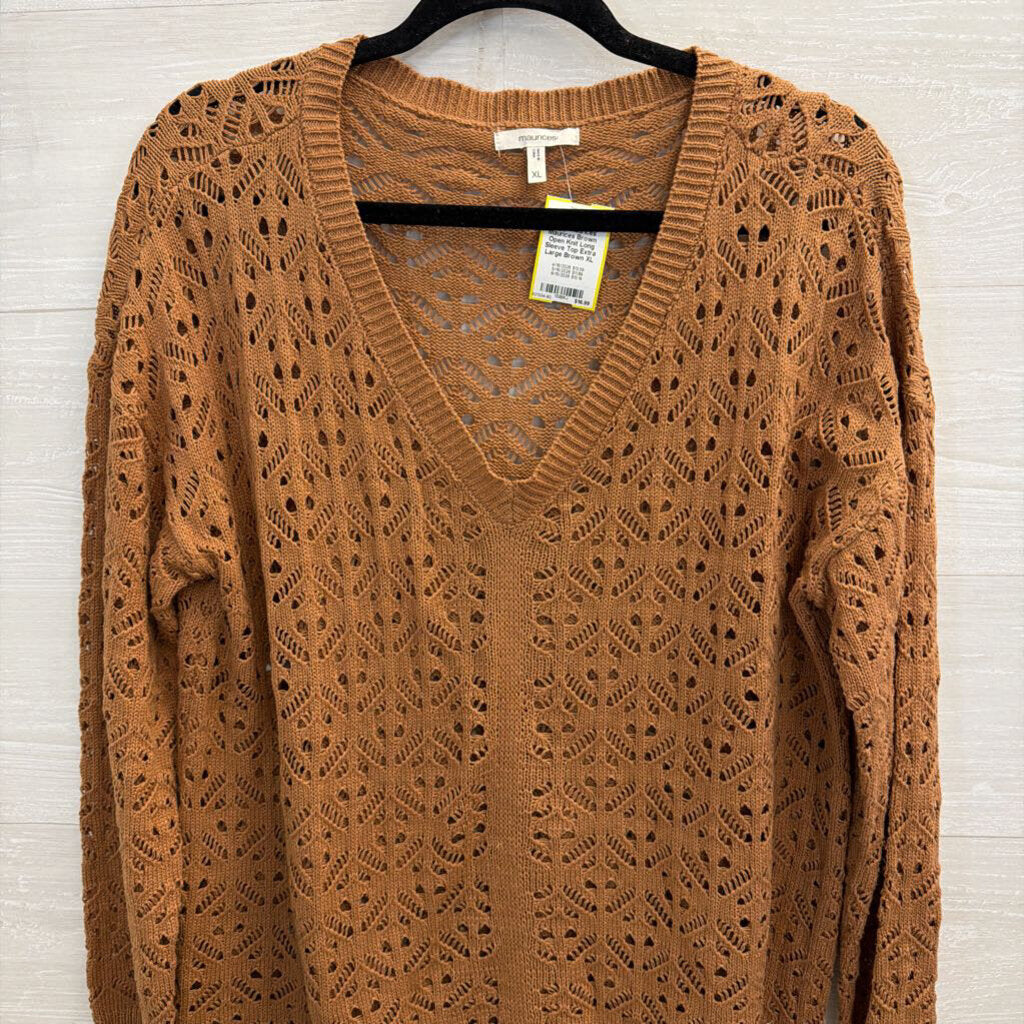 Maurices Brown Open Knit Long Sleeve Top Extra Large