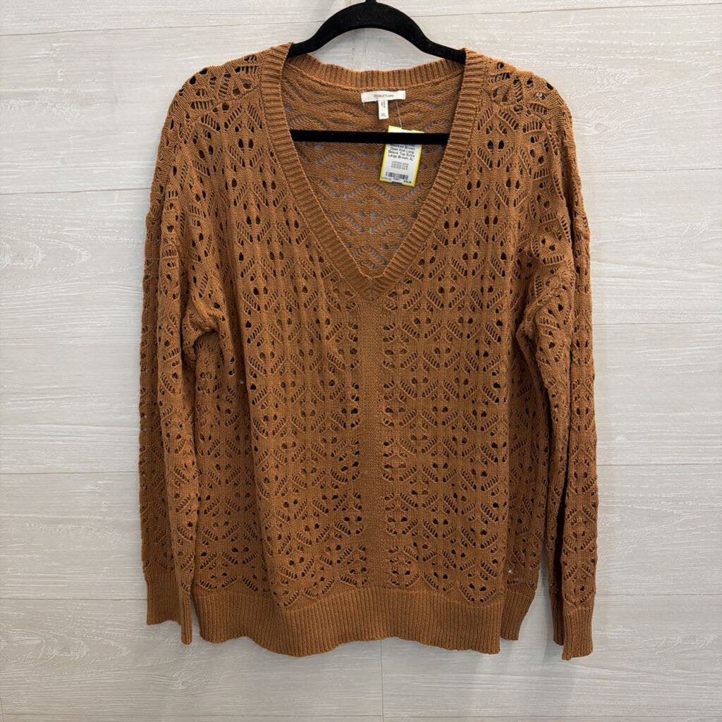Maurices Brown Open Knit Long Sleeve Top Extra Large