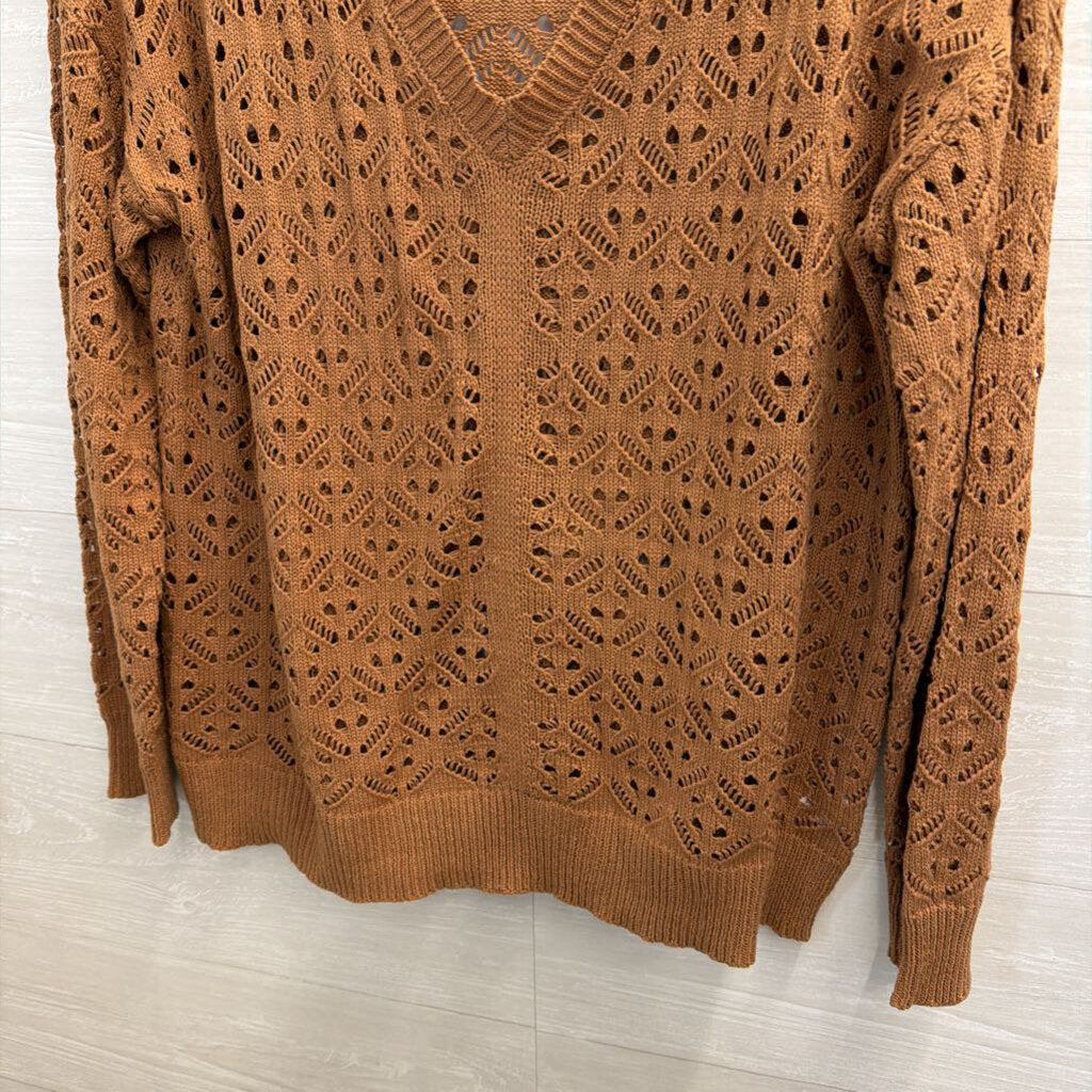 Maurices Brown Open Knit Long Sleeve Top Extra Large