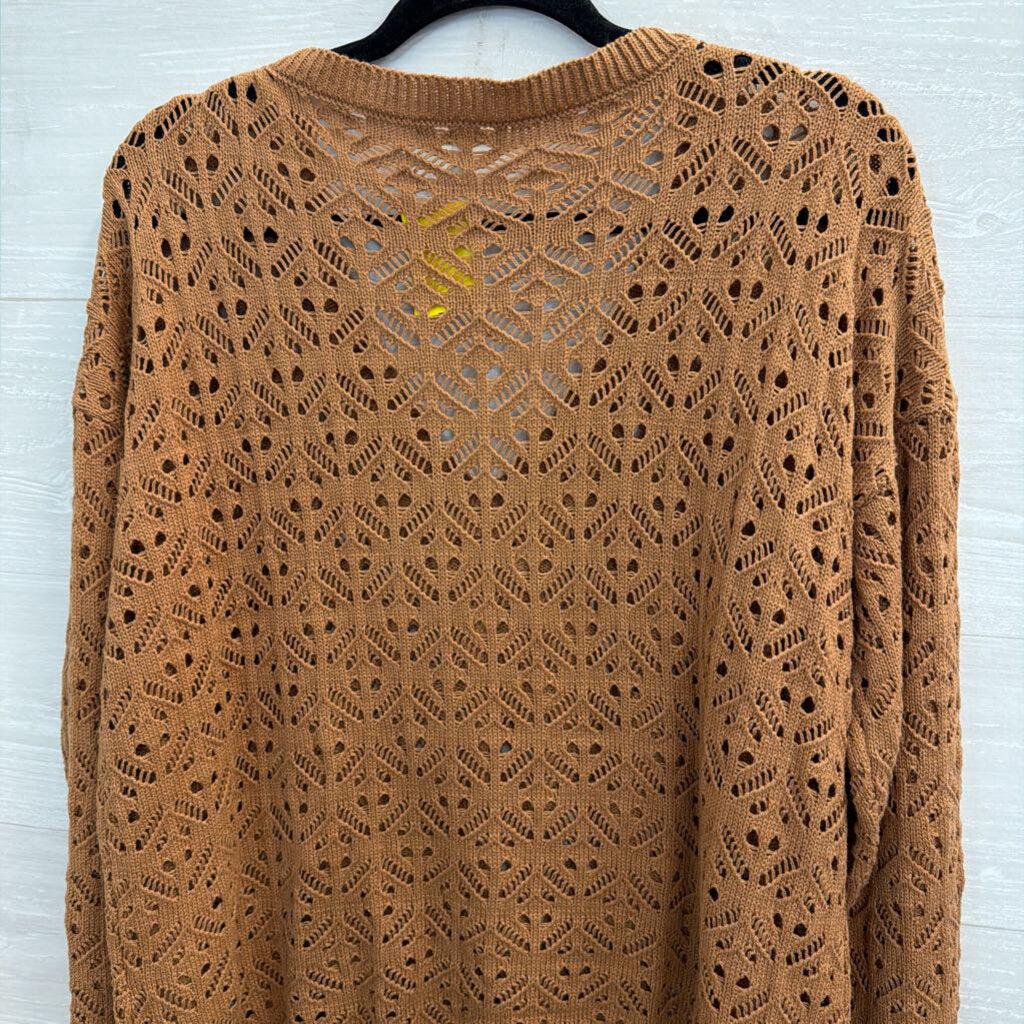 Maurices Brown Open Knit Long Sleeve Top Extra Large